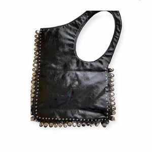 NWOT “ Black Studded Patent Leather Shoulder Bag